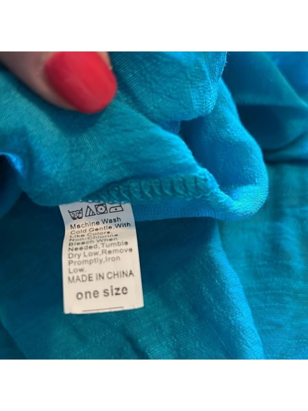 Turquoise maxi coverup with granny squares. One Size. - Picture 5 of 7